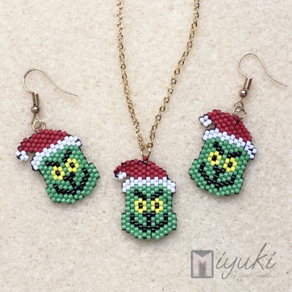 Grinch de navidad collar y aretes miyuki.pro by stiven gordillo